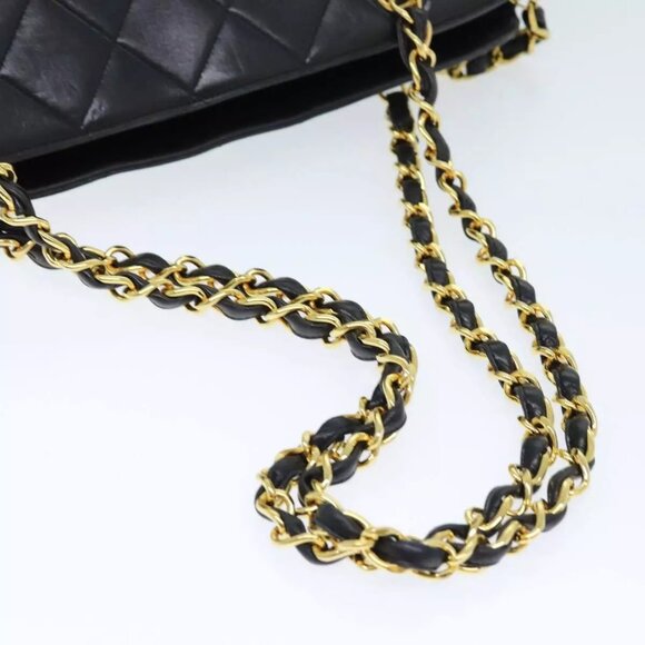 CHANEL Matelasse Chain Shoulder Bag Lamb Skin Black CC Auth - Picture 8 of 16